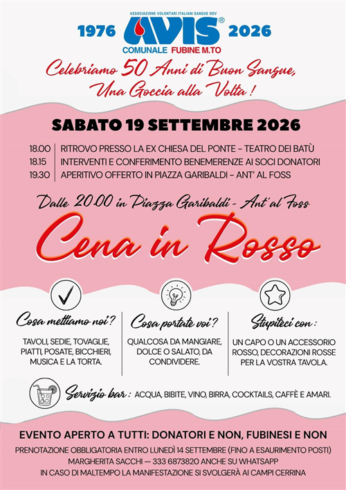 cena in rosso - anniversario 50 anni AVIS