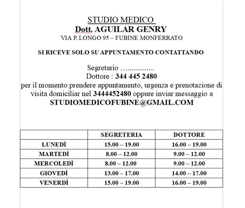 orario studio medico